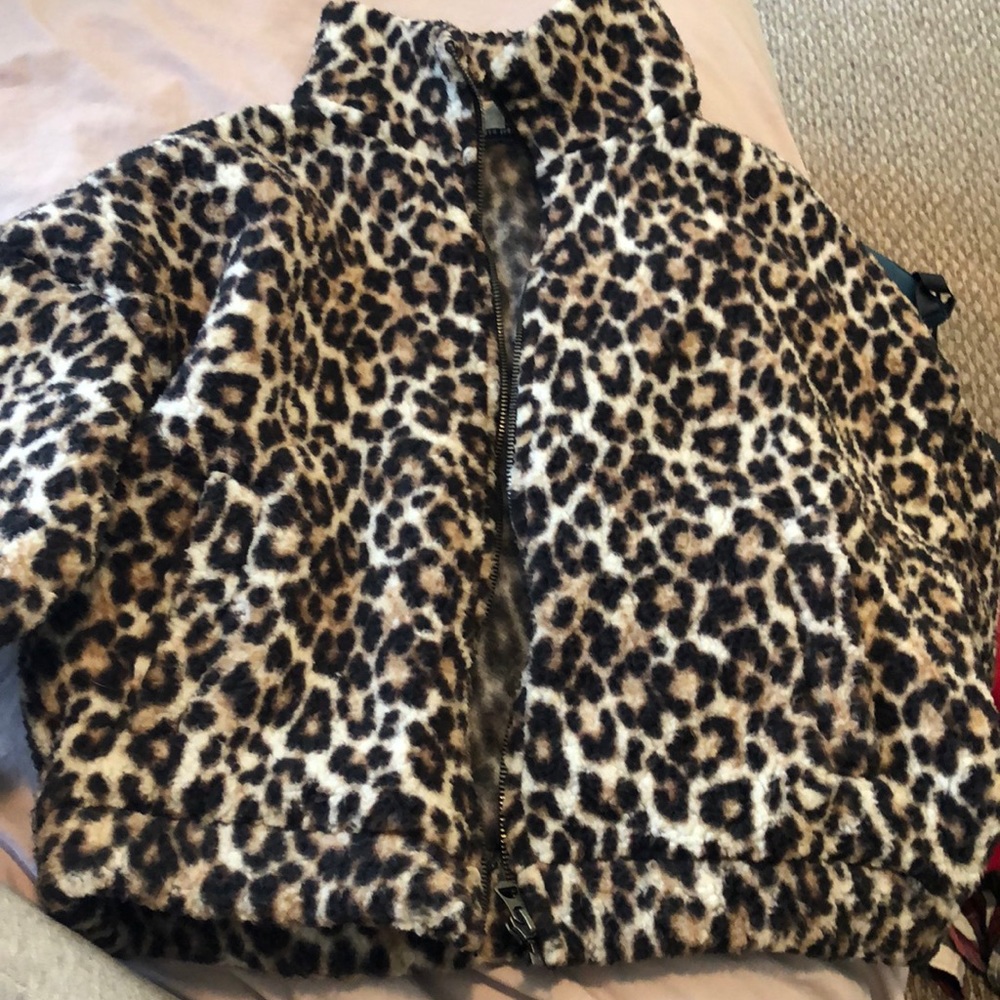 cheetah print zip up, only worn twice